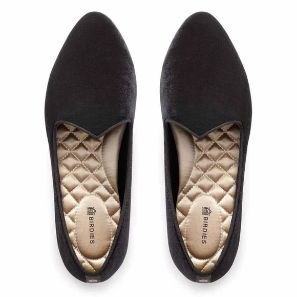 Birdies Shoes - Birdies The Heron Black Velvet Slippers 10 🐦